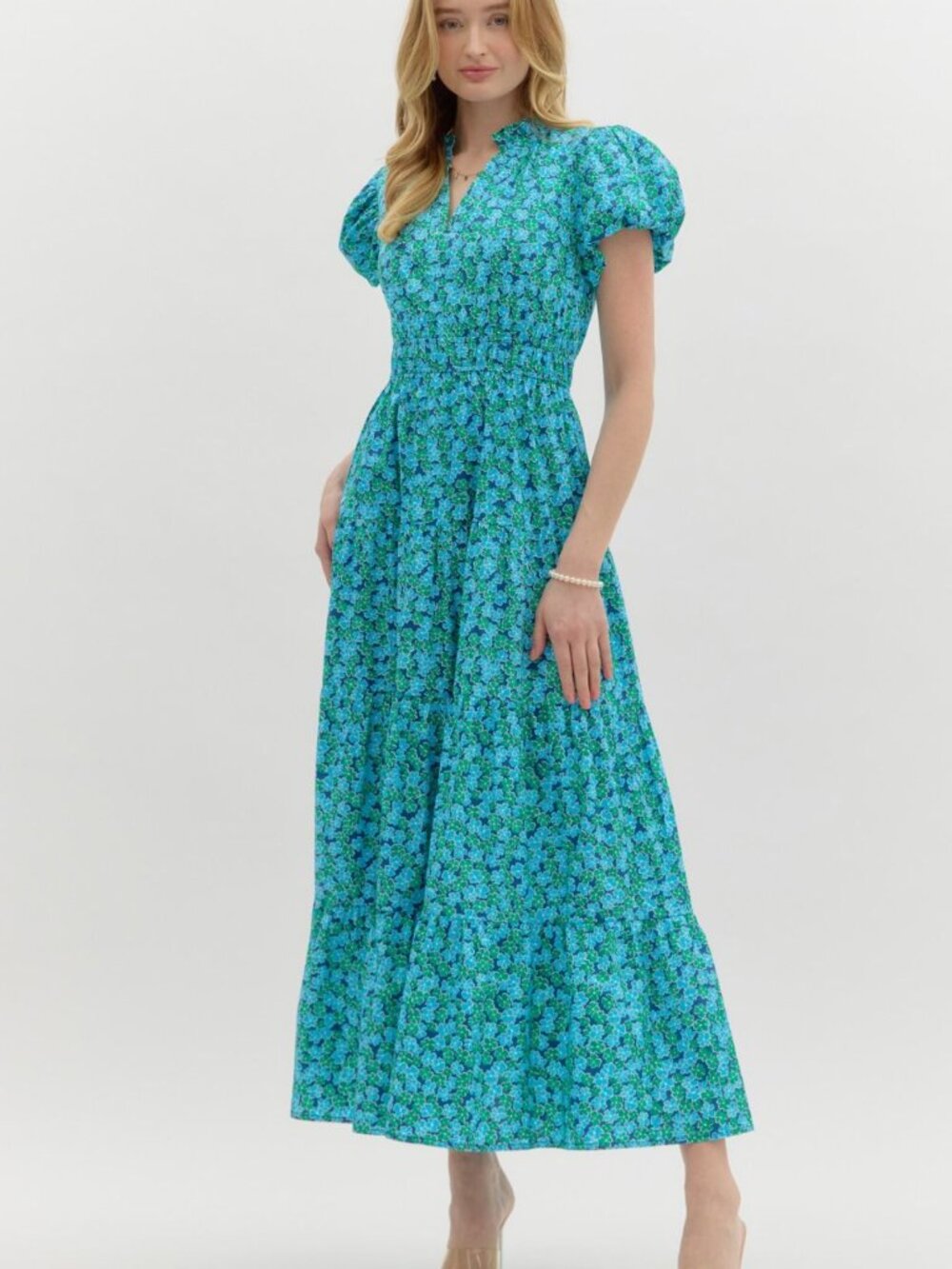 Floral Print ruffle maxi Dress